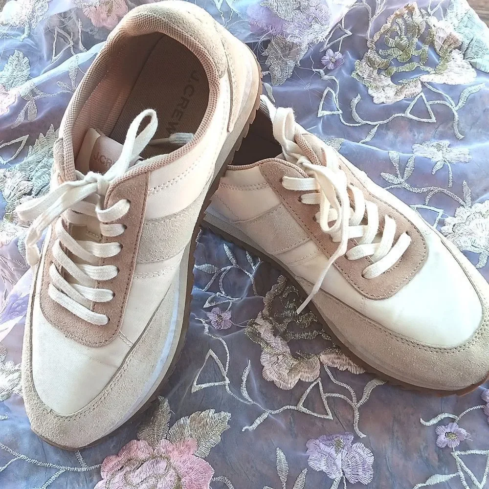 J. Crew Cream and Tan Colorblock Casual Sneakers. Preppy. Outdoor
